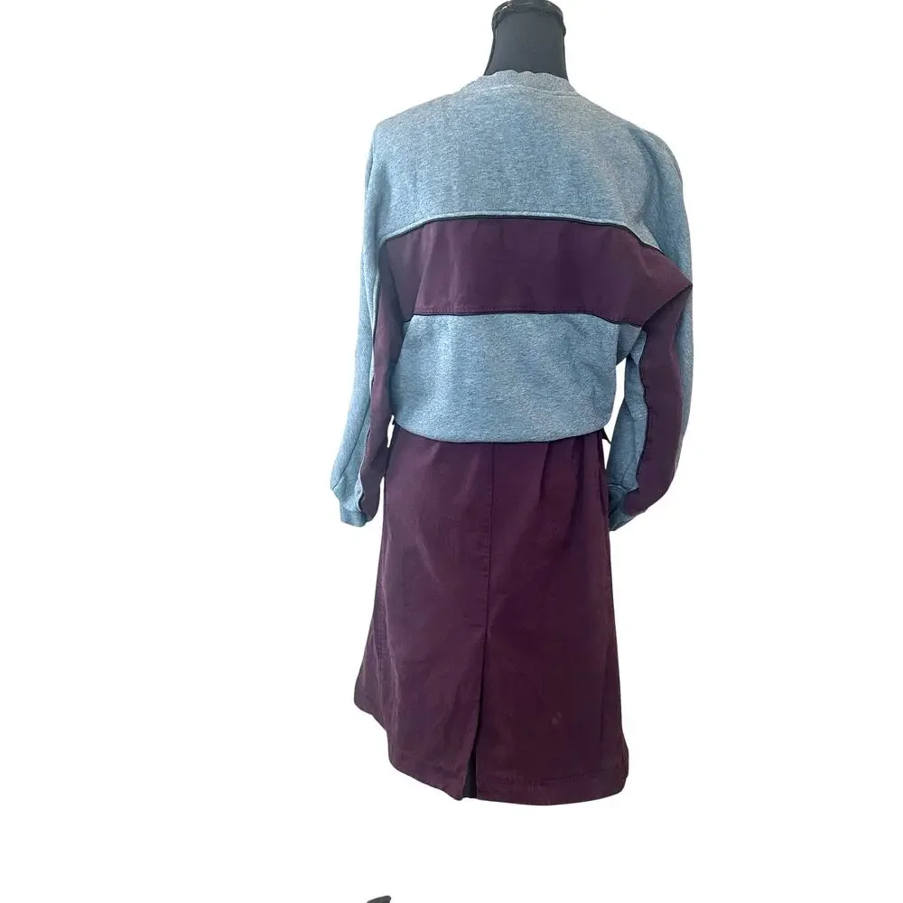 3.1 Phillip Lim Burgundy Gray Sweatshirt Midi Dress SMALL Oversize Designer $600 - Picture 9 of 10